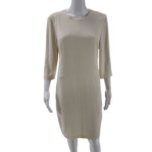 Rag & Bone Women Sheath Dress Beige 3/4 Sleeve Crew Neck Short Size 8